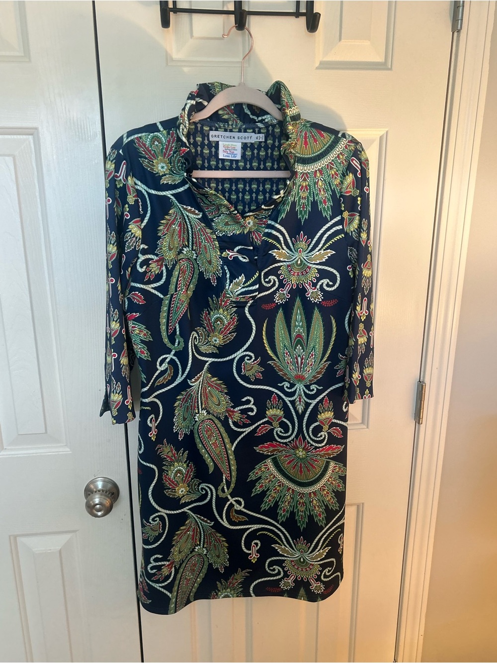 Gretchen Scott Designs Navy Paisley Print Shirt Dress